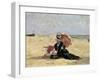 Woman with a Parasol on the Beach, 1880-Eug?ne Boudin-Framed Giclee Print