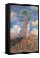 Woman with a Parasol Turned to the Left-Claude Monet-Framed Stretched Canvas