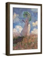 Woman with a Parasol Turned to the Left-Claude Monet-Framed Art Print