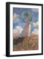 Woman with a Parasol Turned to the Left-Claude Monet-Framed Art Print