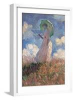 Woman with a Parasol Turned to the Left-Claude Monet-Framed Art Print