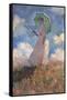 Woman with a Parasol Turned to the Left-Claude Monet-Framed Stretched Canvas