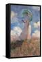 Woman with a Parasol Turned to the Left-Claude Monet-Framed Stretched Canvas