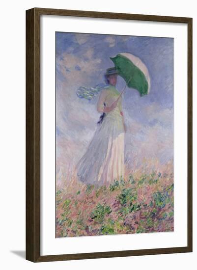 Woman with a Parasol Turned to the Right, 1886-Claude Monet-Framed Giclee Print