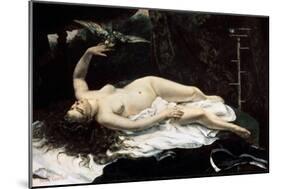 Woman with a Parrot, 1866-Gustave Courbet-Mounted Giclee Print