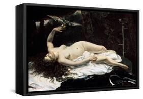 Woman with a Parrot, 1866-Gustave Courbet-Framed Stretched Canvas