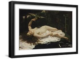 Woman with a Parrot, 1866-Gustave Courbet-Framed Giclee Print