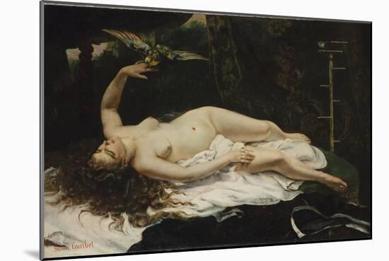 Woman with a Parrot, 1866-Gustave Courbet-Mounted Giclee Print