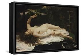 Woman with a Parrot, 1866-Gustave Courbet-Framed Stretched Canvas