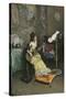 Woman with a Parrot, C.1872 (Oil on Canvas)-Raimundo De Madrazo Y Garreta-Stretched Canvas