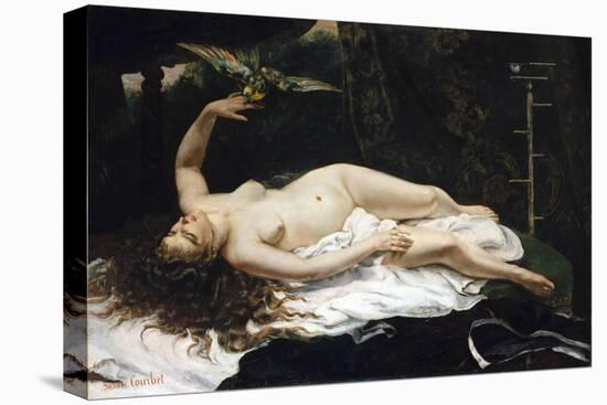 Woman with a Parrot-Gustave Courbet-Stretched Canvas