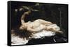 Woman with a Parrot-Gustave Courbet-Framed Stretched Canvas