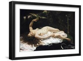 Woman with a Parrot-Gustave Courbet-Framed Giclee Print