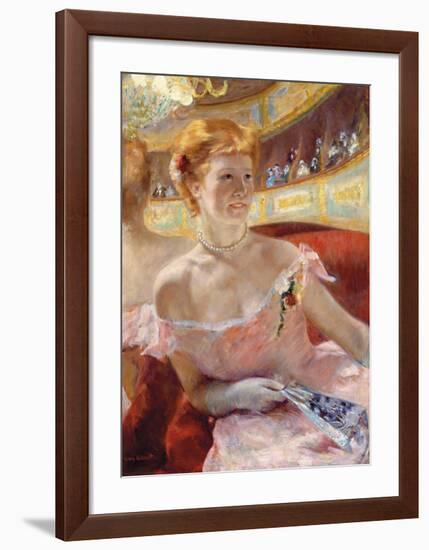 Woman with a Pearl Necklace in a Loge-Mary Stevenson Cassatt-Framed Premium Giclee Print