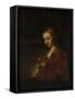 Woman with a Pink, c.1660-Rembrandt van Rijn-Framed Stretched Canvas