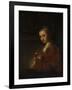 Woman with a Pink, c.1660-Rembrandt van Rijn-Framed Giclee Print