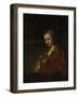 Woman with a Pink, c.1660-Rembrandt van Rijn-Framed Giclee Print