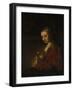 Woman with a Pink, c.1660-Rembrandt van Rijn-Framed Giclee Print