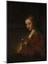 Woman with a Pink, c.1660-Rembrandt van Rijn-Mounted Giclee Print