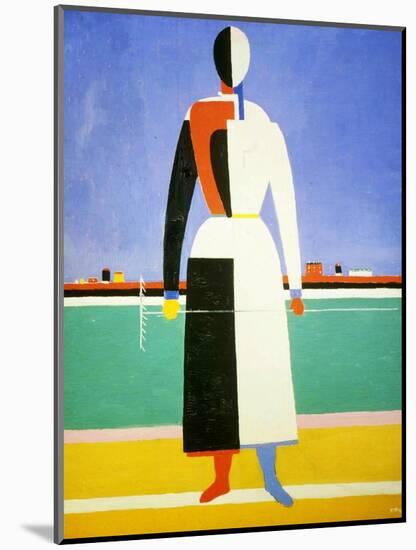 Woman with a Rake, 1928-1932-Kazimir Malevich-Mounted Giclee Print