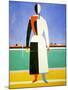 Woman with a Rake, 1928-1932-Kazimir Malevich-Mounted Giclee Print