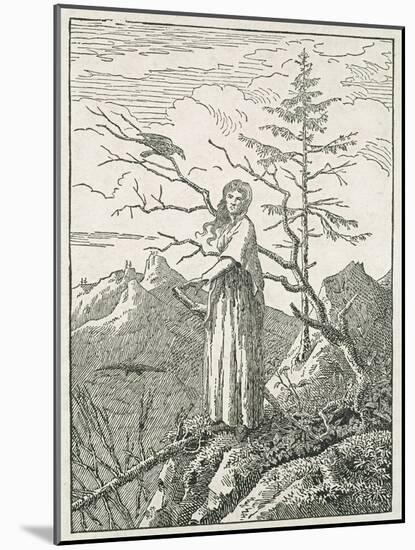 Woman with a Raven, on the Edge of a Precipice-Caspar David Friedrich-Mounted Giclee Print