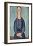 Woman with a Red Necklace, 1918 (Oil on Canvas)-Amedeo Modigliani-Framed Giclee Print