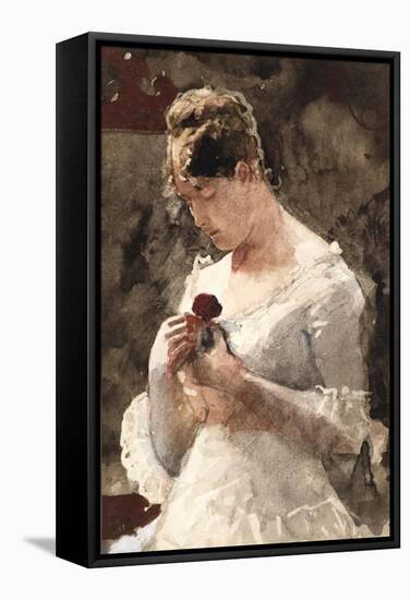 Woman with a Rose, 1879-Winslow Homer-Framed Stretched Canvas