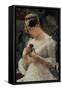 Woman with a Rose-Winslow Homer-Framed Stretched Canvas