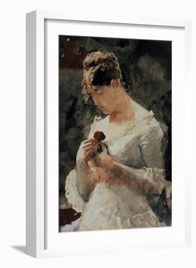 Woman with a Rose-Winslow Homer-Framed Giclee Print
