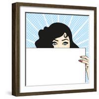 Woman with a Sheet of Paper, Expressing Surprise-Alena Kozlova-Framed Art Print