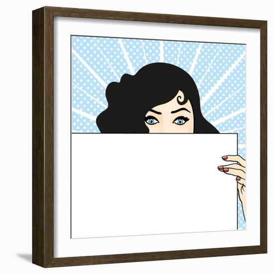 Woman with a Sheet of Paper, Expressing Surprise-Alena Kozlova-Framed Art Print
