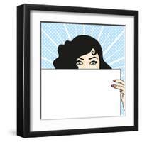 Woman with a Sheet of Paper, Expressing Surprise-Alena Kozlova-Framed Art Print