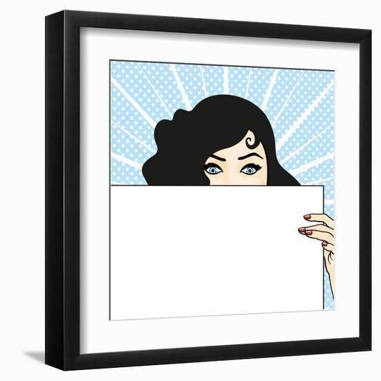 Woman with a Sheet of Paper, Expressing Surprise-Alena Kozlova-Framed Art Print