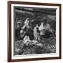 Woman with a Small Terrier Buying Bagels at a Market Stall, Possibly London, C.1945-50-null-Framed Giclee Print