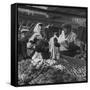 Woman with a Small Terrier Buying Bagels at a Market Stall, Possibly London, C.1945-50-null-Framed Stretched Canvas