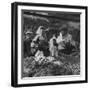 Woman with a Small Terrier Buying Bagels at a Market Stall, Possibly London, C.1945-50-null-Framed Giclee Print