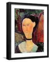 Woman with a Velvet Neckband, C.1915-Amedeo Modigliani-Framed Giclee Print