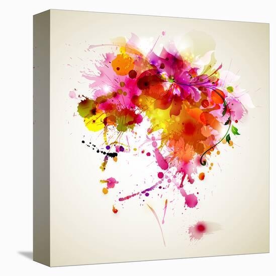 Woman with Abstract HairDesign-null-Stretched Canvas