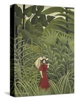 Woman with an Umbrella in an Exotic Forest-Henri Rousseau-Stretched Canvas