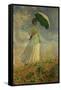 Woman with an Umbrella Turned to the Right-Claude Monet-Framed Stretched Canvas