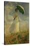 Woman with an Umbrella Turned to the Right-Claude Monet-Stretched Canvas