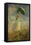 Woman with an Umbrella Turned to the Right-Claude Monet-Framed Stretched Canvas