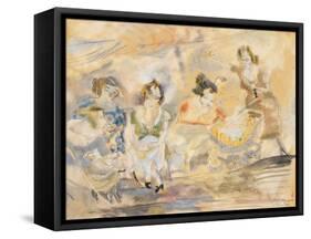 Woman with Baby Carriage, New York, 1919 (W/C on Paper)-Jules Pascin-Framed Stretched Canvas