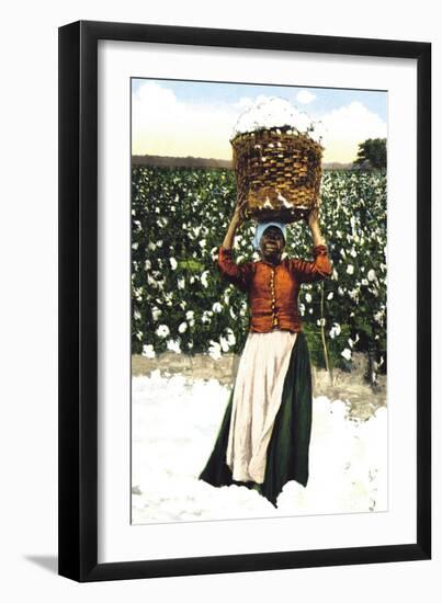 Woman with Basket of Cotton-null-Framed Art Print