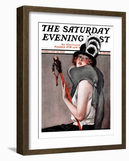 "Woman with Baton," Saturday Evening Post Cover, February 28, 1925-Roy Best-Framed Premium Giclee Print