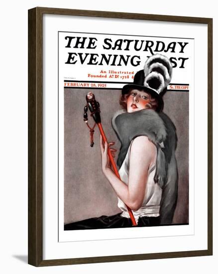 "Woman with Baton," Saturday Evening Post Cover, February 28, 1925-Roy Best-Framed Giclee Print