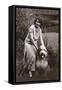 Woman with Bearded Collie-null-Framed Stretched Canvas