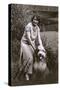 Woman with Bearded Collie-null-Stretched Canvas