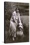 Woman with Bearded Collie-null-Stretched Canvas